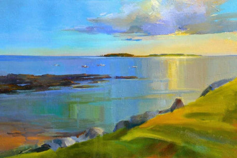 Kettle Cove Boats 2 White Modern Wood Framed Art Print with Double Matting by Ready, Holly