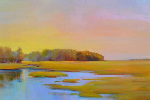 Summer Marsh 2 White Modern Wood Framed Art Print with Double Matting by Ready, Holly