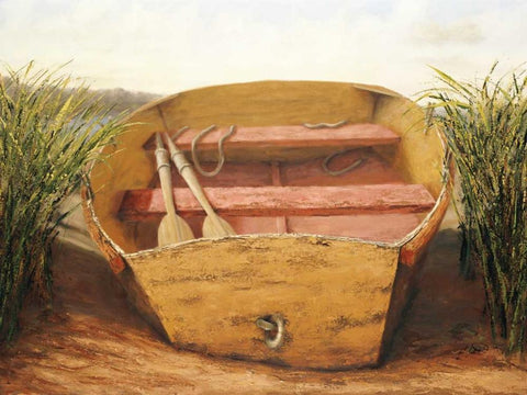 Beached Dinghy White Modern Wood Framed Art Print with Double Matting by Soderlund, Karl