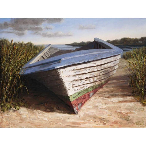 Montauk Skiff Black Modern Wood Framed Art Print with Double Matting by Soderlund, Karl