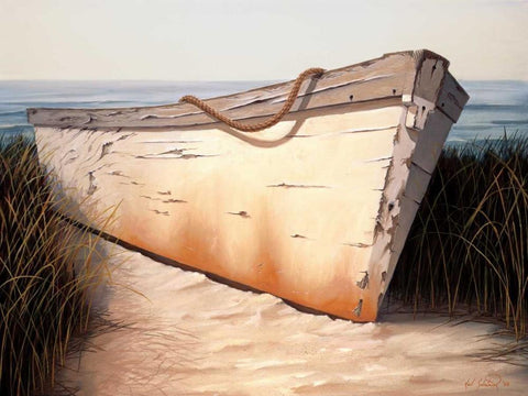 White Boat White Modern Wood Framed Art Print with Double Matting by Soderlund, Karl