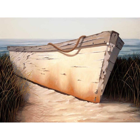 White Boat Black Modern Wood Framed Art Print with Double Matting by Soderlund, Karl