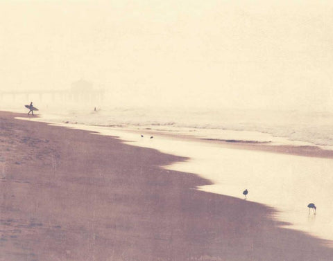 October Swim White Modern Wood Framed Art Print with Double Matting by Soffia, Myan