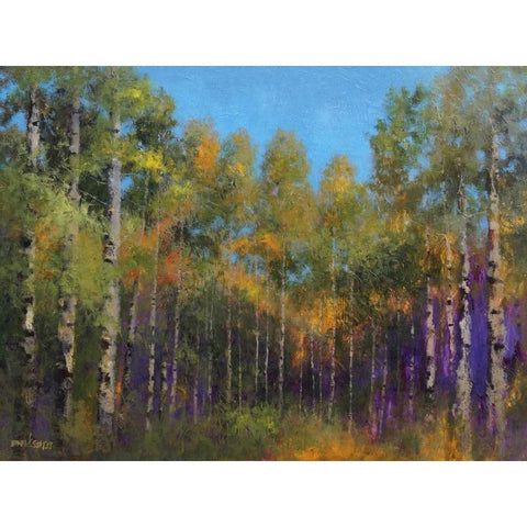 Aspen Autumn White Modern Wood Framed Art Print by Stotts, Thomas