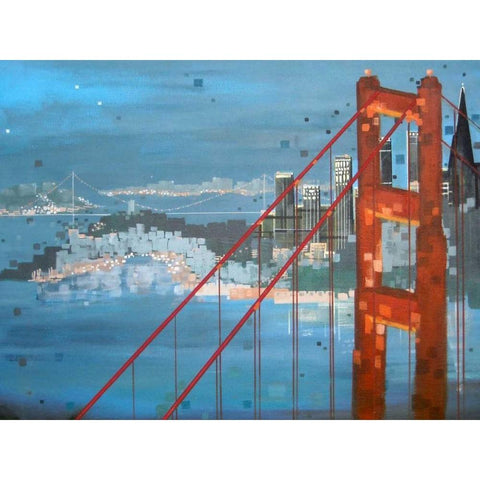 Twilight San Francisco Gold Ornate Wood Framed Art Print with Double Matting by Shannon, Carol Joy