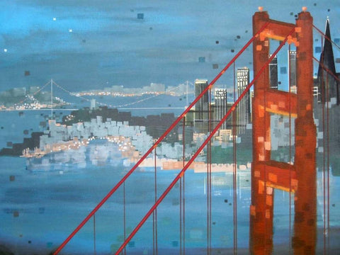 Twilight San Francisco Black Ornate Wood Framed Art Print with Double Matting by Shannon, Carol Joy