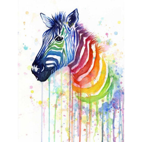 Rainbow Zebra White Modern Wood Framed Art Print by Shvartsur, Olga
