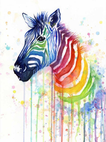 Rainbow Zebra Black Ornate Wood Framed Art Print with Double Matting by Shvartsur, Olga