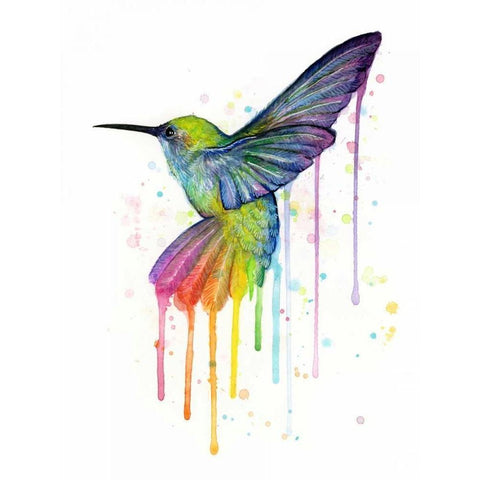 Rainbow Hummingbird White Modern Wood Framed Art Print by Shvartsur, Olga