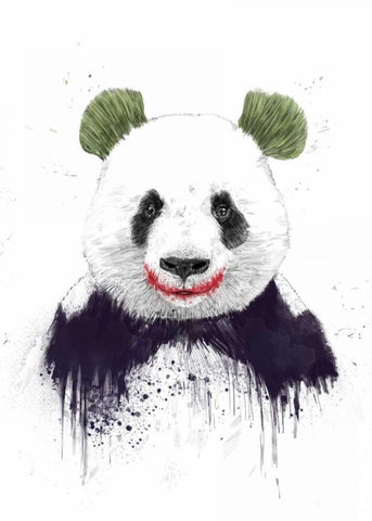 Joker Face White Modern Wood Framed Art Print with Double Matting by Solti, Balazs