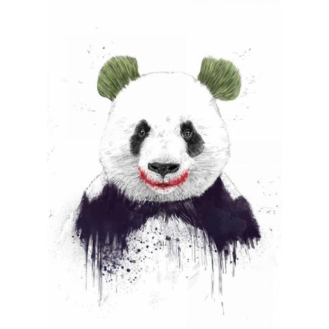 Joker Face Black Modern Wood Framed Art Print with Double Matting by Solti, Balazs