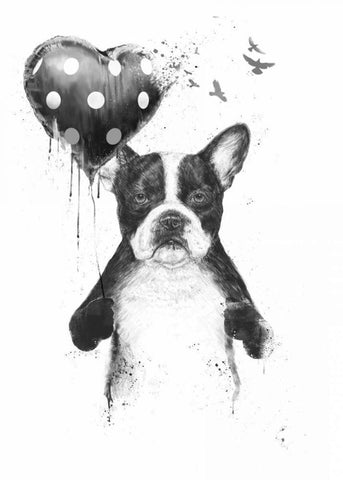 My Heart Goes Boom Black Ornate Wood Framed Art Print with Double Matting by Solti, Balazs