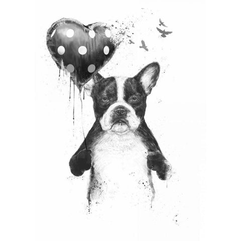 My Heart Goes Boom Black Modern Wood Framed Art Print by Solti, Balazs