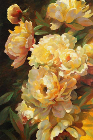 Peonies for Springtime Black Ornate Wood Framed Art Print with Double Matting by Styles, Emma