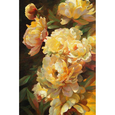 Peonies for Springtime Gold Ornate Wood Framed Art Print with Double Matting by Styles, Emma