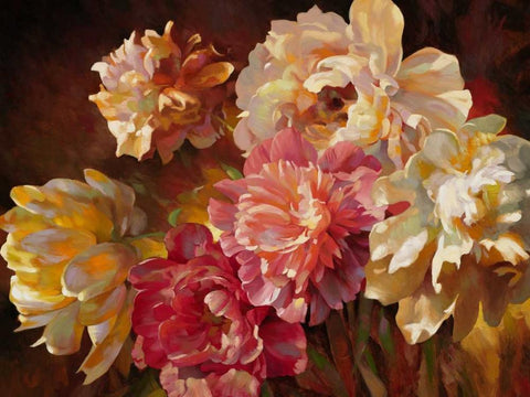 Peonies in Pastel White Modern Wood Framed Art Print with Double Matting by Styles, Emma