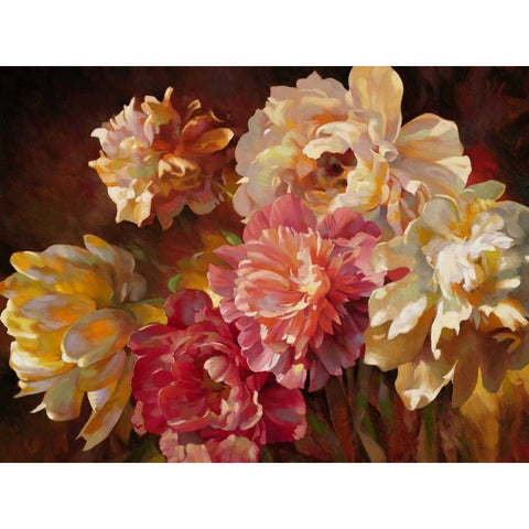 Peonies in Pastel Black Modern Wood Framed Art Print by Styles, Emma