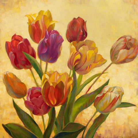 Tulip Bouquet White Modern Wood Framed Art Print by Styles, Emma
