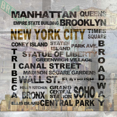 New York City Black Modern Wood Framed Art Print with Double Matting by Soave, Alicia