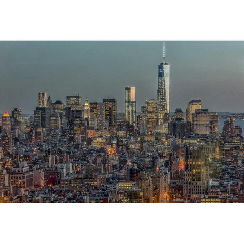 Downtown Skyline 12 White Modern Wood Framed Art Print by Silver, Richard