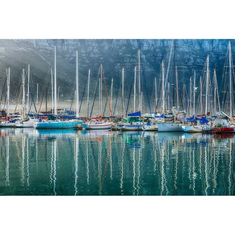 Hout Bay Harbor, Hout Bay South Africa Black Modern Wood Framed Art Print with Double Matting by Silver, Richard