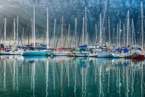 Hout Bay Harbor, Hout Bay South Africa Black Ornate Wood Framed Art Print with Double Matting by Silver, Richard