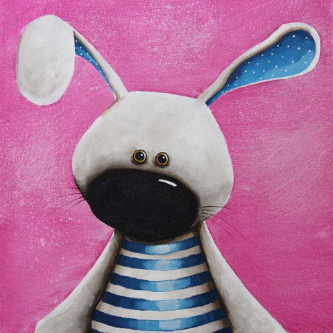 The Blue Bunny Black Ornate Wood Framed Art Print with Double Matting by Stewart, Lucia