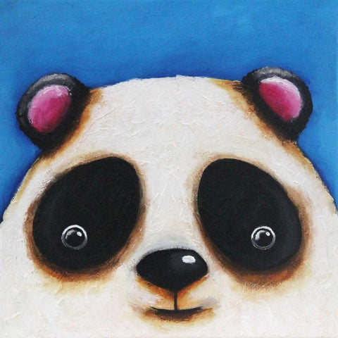 The Panda Bear White Modern Wood Framed Art Print with Double Matting by Stewart, Lucia