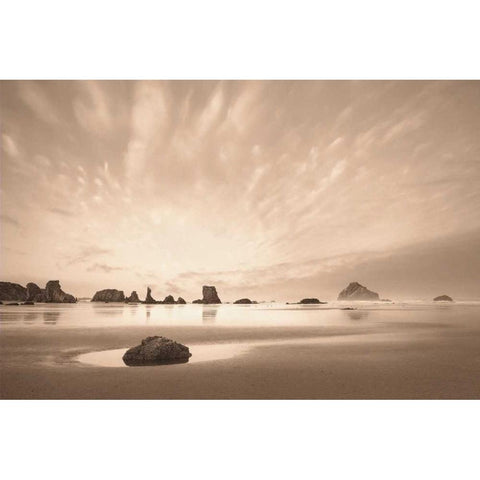 Morning on the Beach Black Modern Wood Framed Art Print by Svibilsky, Igor