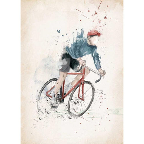 I Want to Ride My Bicycle White Modern Wood Framed Art Print by Solti, Balazs