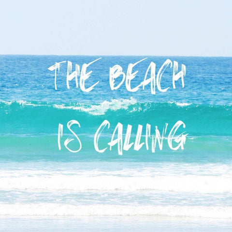 Beach Is Calling Black Modern Wood Framed Art Print with Double Matting by Coomes, Sylvia