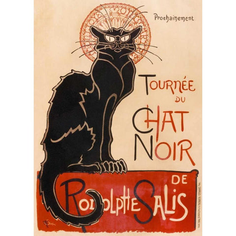 Chat Noir Black Modern Wood Framed Art Print with Double Matting by Steinlen, Theophile