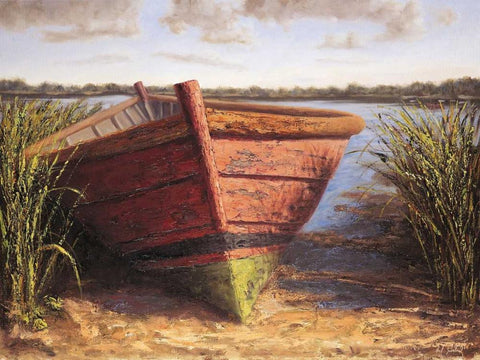 Nantucket Red Black Ornate Wood Framed Art Print with Double Matting by Soderlund, Karl
