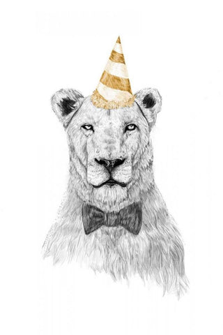 Get The Party Started White Modern Wood Framed Art Print with Double Matting by Solti, Balazs