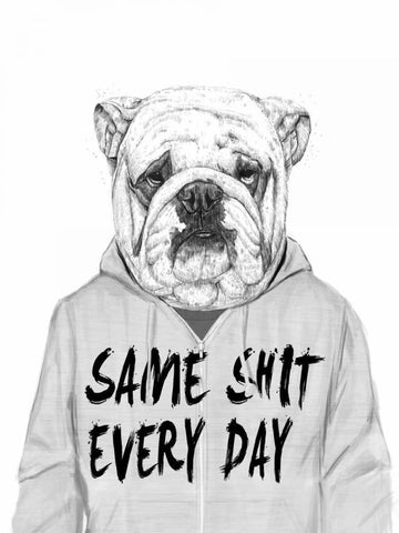 Same Shit Everyday White Modern Wood Framed Art Print with Double Matting by Solti, Balazs