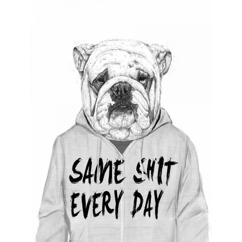 Same Shit Everyday Black Modern Wood Framed Art Print by Solti, Balazs