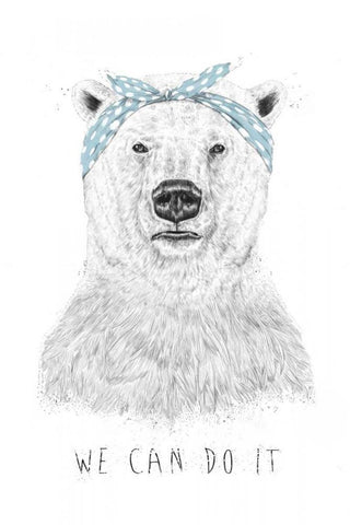 We Can Do It White Modern Wood Framed Art Print with Double Matting by Solti, Balazs