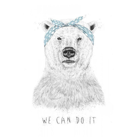 We Can Do It White Modern Wood Framed Art Print by Solti, Balazs
