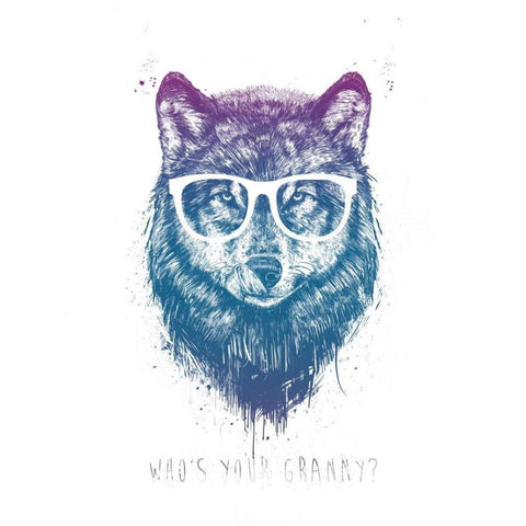 Whos Your Granny Black Modern Wood Framed Art Print by Solti, Balazs