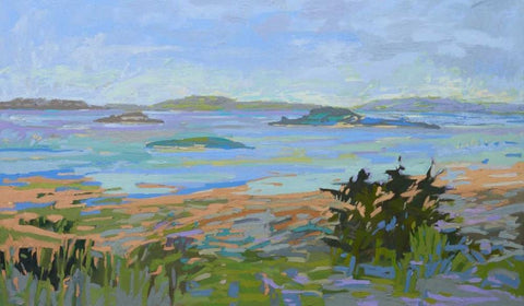 Islands Off the Mainland White Modern Wood Framed Art Print with Double Matting by Schmidt, Jane