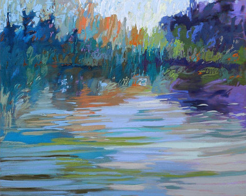Waterways VI White Modern Wood Framed Art Print with Double Matting by Schmidt, Jane