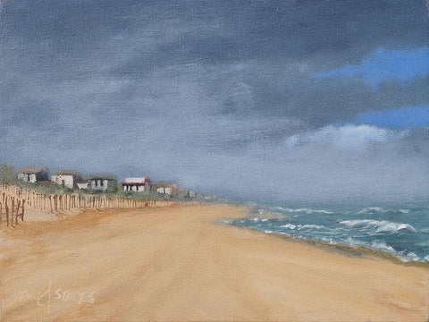 Beach Houses and Surf White Modern Wood Framed Art Print with Double Matting by Stotts, Thomas