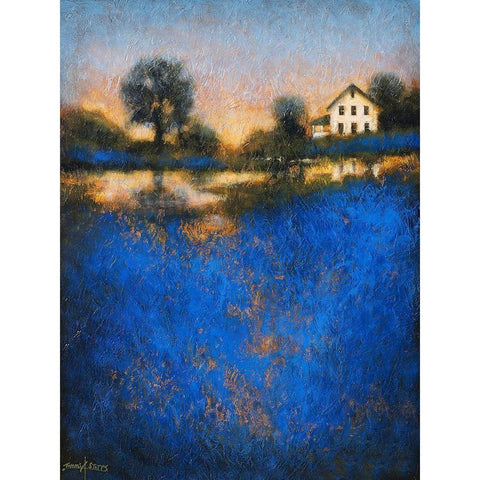 Blue Fields White Modern Wood Framed Art Print by Stotts, Thomas