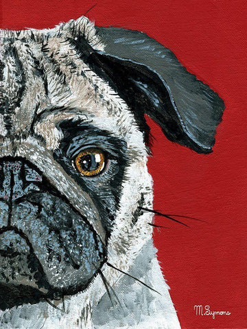 Pug a Boo White Modern Wood Framed Art Print with Double Matting by Symons, Melissa