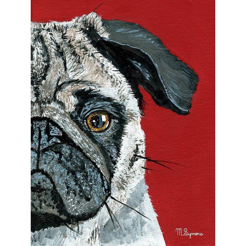 Pug a Boo White Modern Wood Framed Art Print by Symons, Melissa