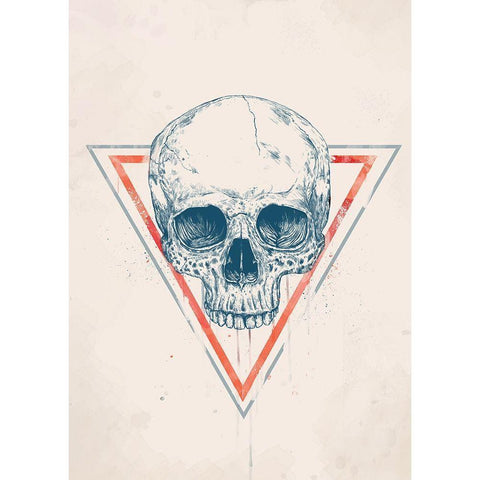 Skull in Triangle No. 2 Black Modern Wood Framed Art Print with Double Matting by Solti, Balazs
