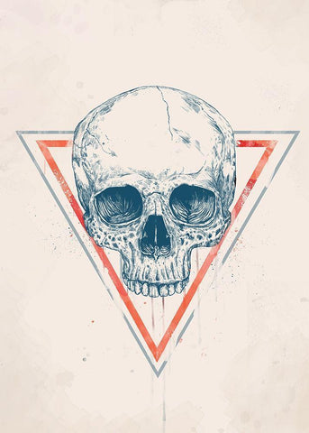 Skull in Triangle No. 2 White Modern Wood Framed Art Print with Double Matting by Solti, Balazs
