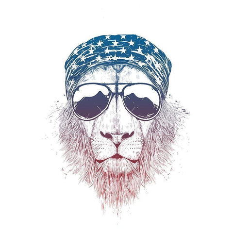 Wild Lion White Modern Wood Framed Art Print by Solti, Balazs