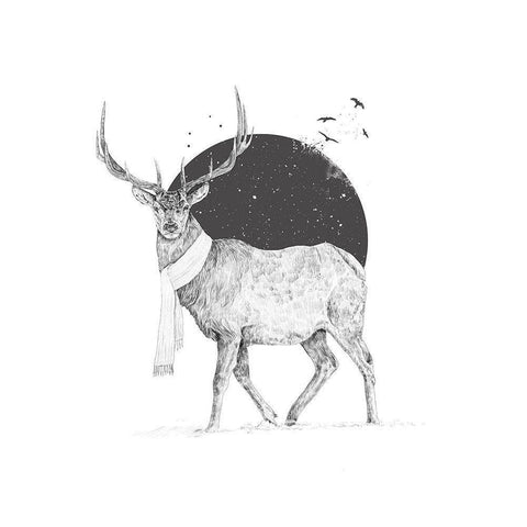 Winter Is All Around Black Modern Wood Framed Art Print with Double Matting by Solti, Balazs