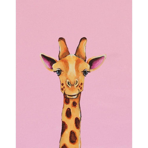Baby Giraffe Black Modern Wood Framed Art Print by Stewart, Lucia